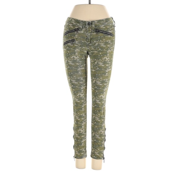 Rag & Bone Camo‎ Skinny Jeans Ankle Zip Moto Style Accents Size 24 - Picture 1 of 9